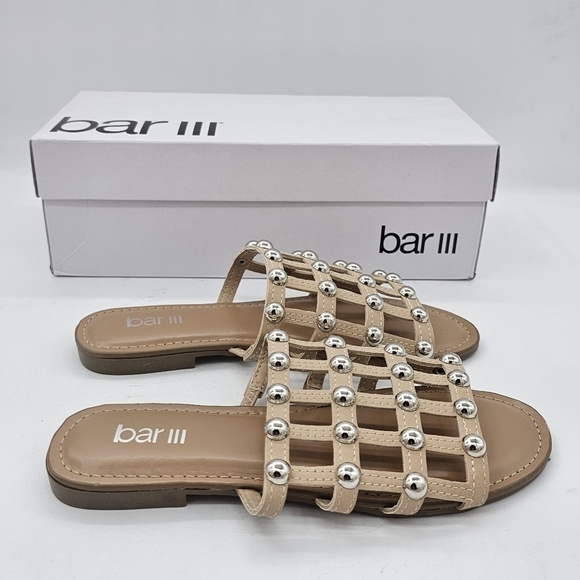 Bar III Women's Pecanna Open Toe Casual Slide Sandals Studded Nude Size 5.5M - Picture 8 of 12
